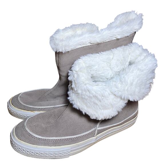 Converse All Stars Beverly Tan High Top Sneaker Boots Faux Fur US Womens 9.5 - Picture 2 of 8